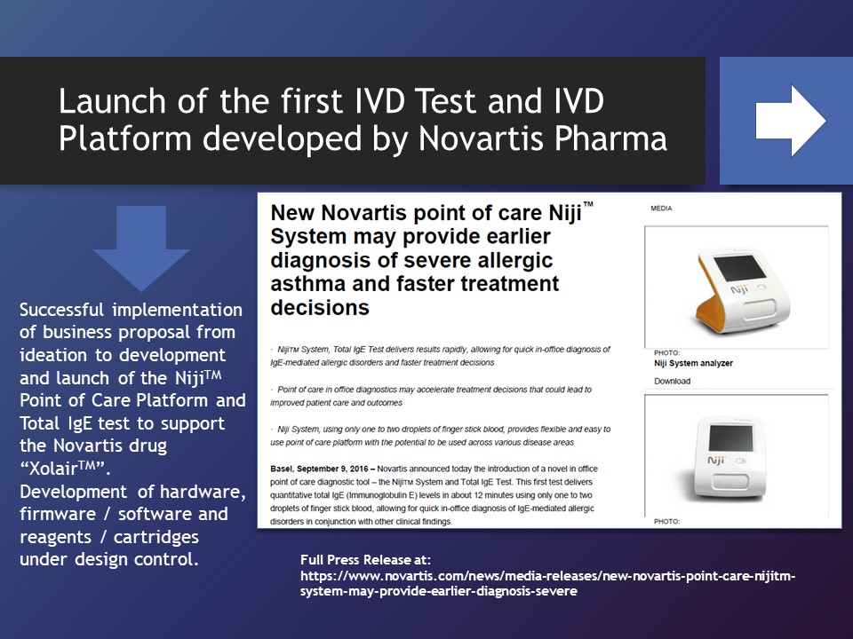 Launch of the first IVD Test and IVD Platform developed by Novartis Pharma